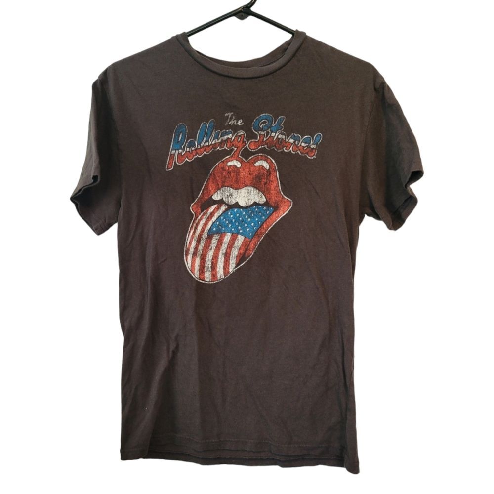 The Rolling Stones Graphic Band Tee T-Shirt Size Small Flag America Tongue